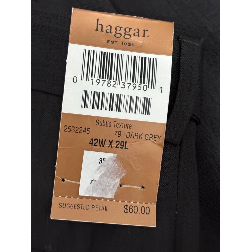 Haggar Mens Smart Fiber Dress Pants Sz 42x29 Gray Classic Fit Comfort Waist NWT - Picture 3 of 6